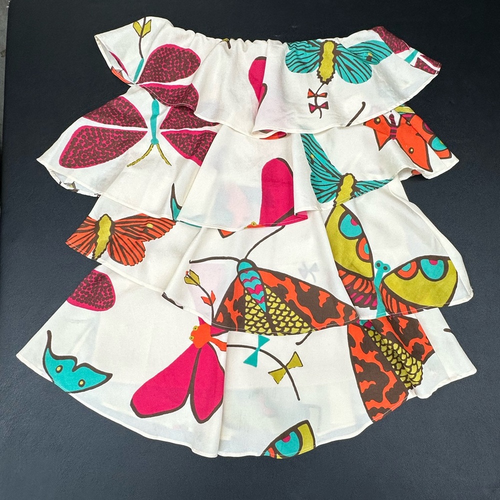 Judith March Strapless Dress with Colorful Butterfly Print